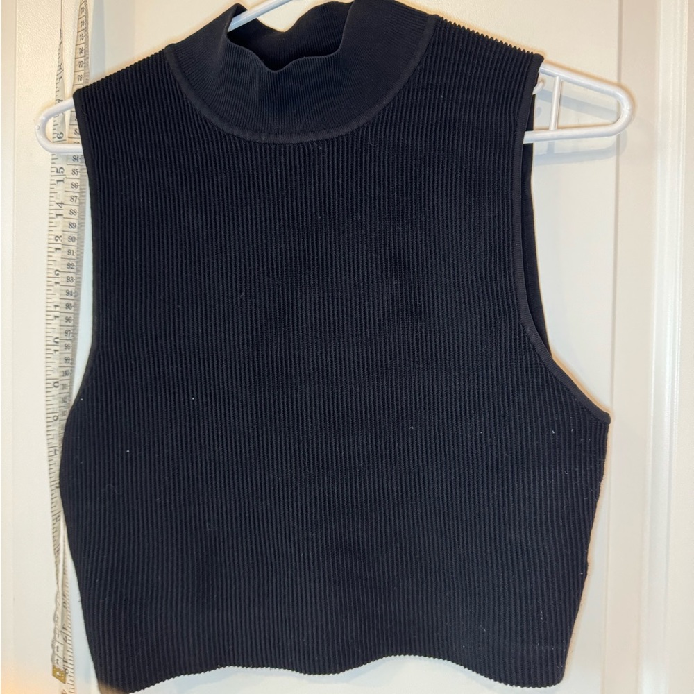Babaton XL sculpt knit crop sleeveless mock neck